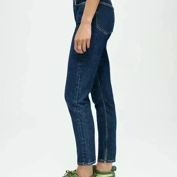 New ReDone 90s High Rise Button Fly Ankle Crop Denim Jeans Dark Wash Size 29 - Picture 3 of 10